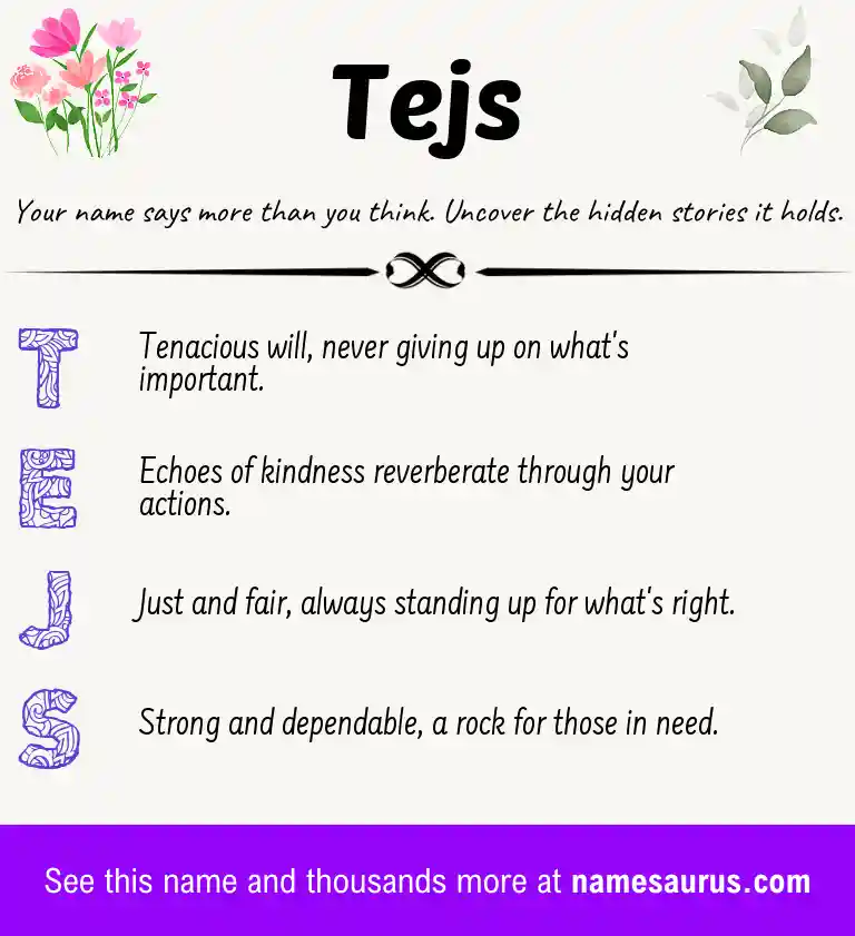Acrostic poem about Tejs.