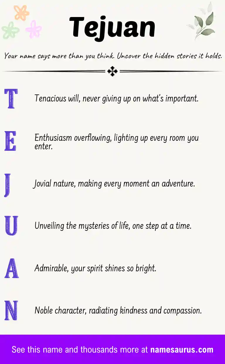 Acrostic poem about Tejuan.