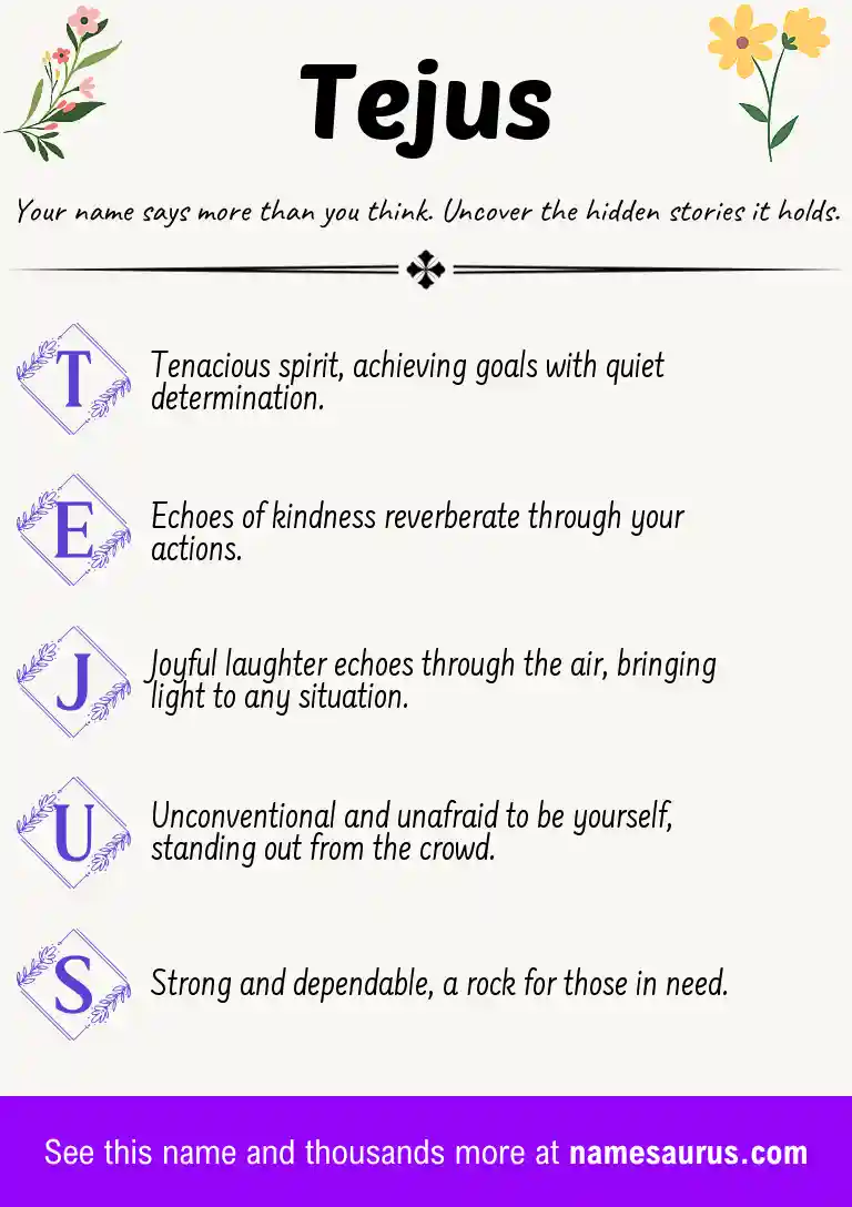Acrostic poem about Tejus.