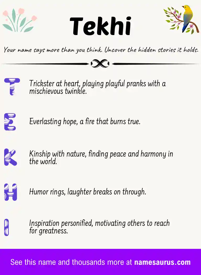 Acrostic poem about Tekhi.