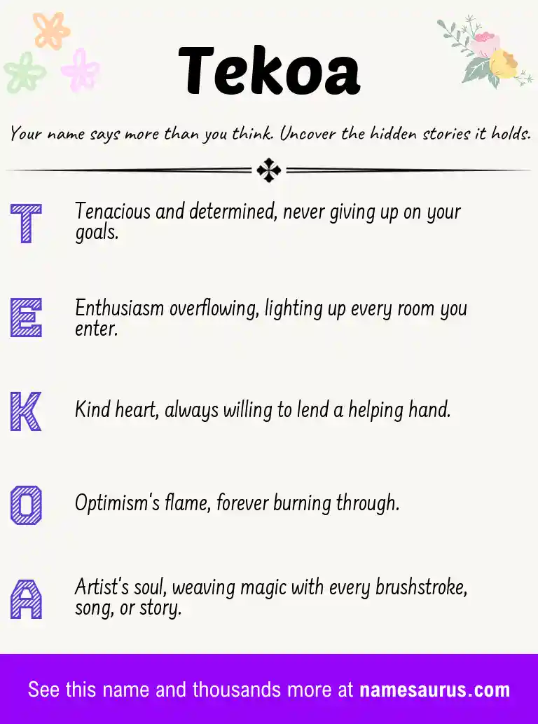 Acrostic poem about Tekoa.