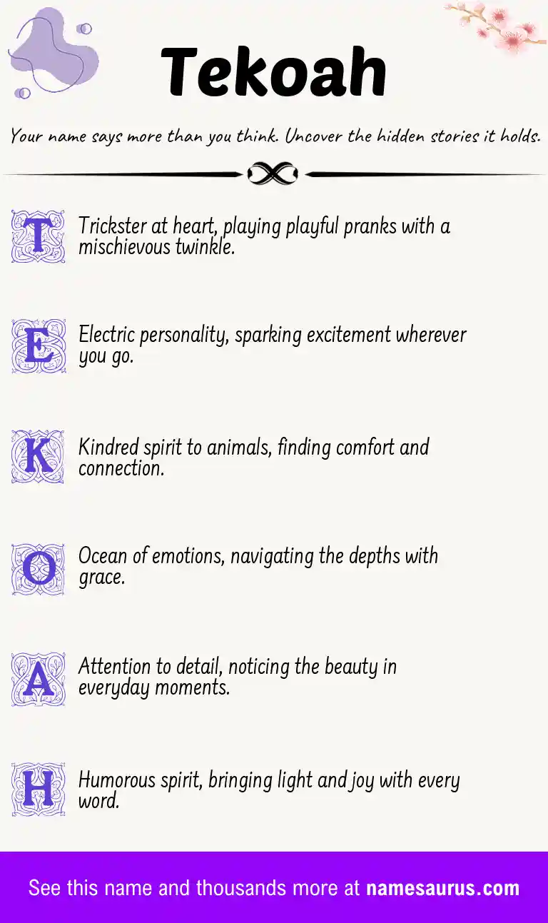 Acrostic poem about Tekoah.