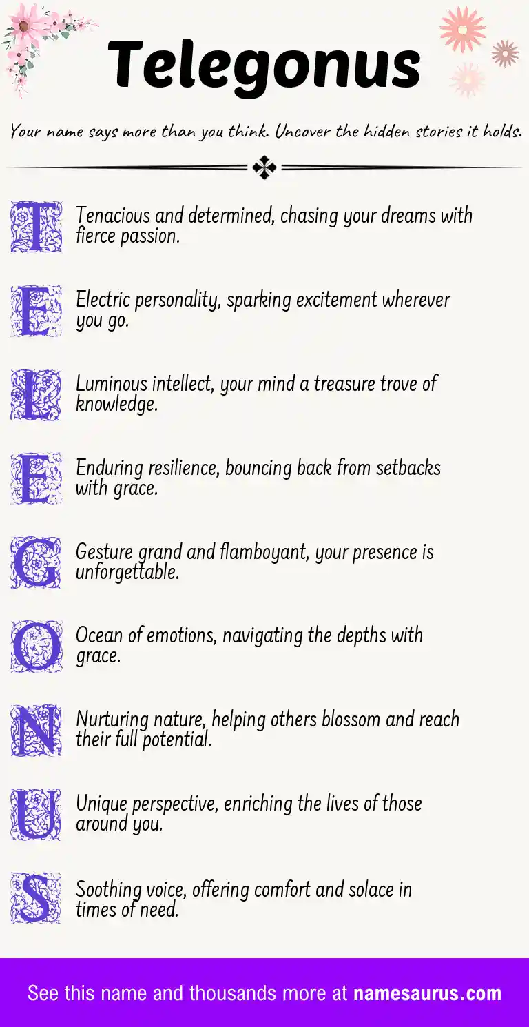 Acrostic poem about Telegonus.