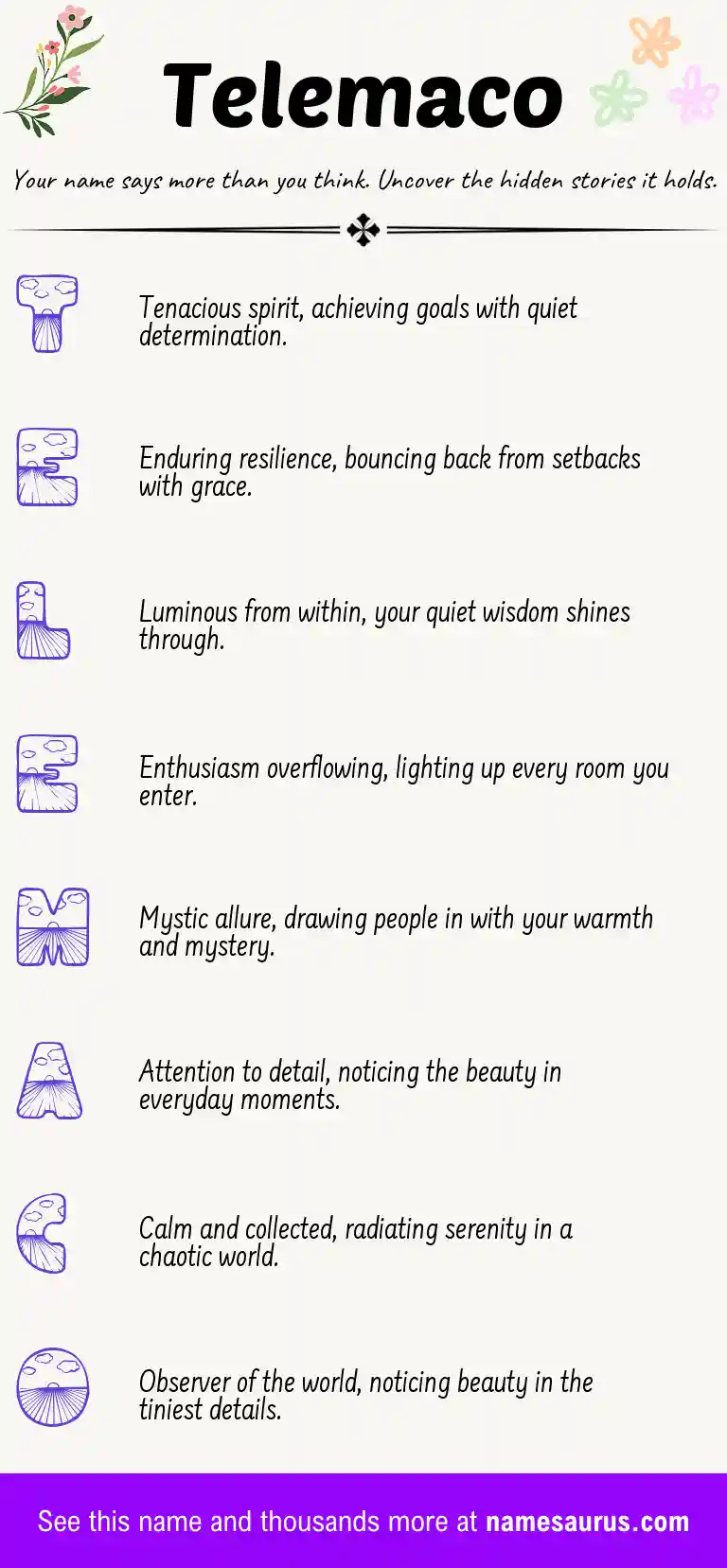 Acrostic poem about Telemaco.