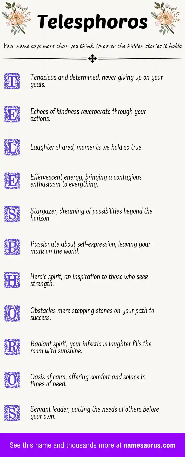 Acrostic poem about Telesphoros.