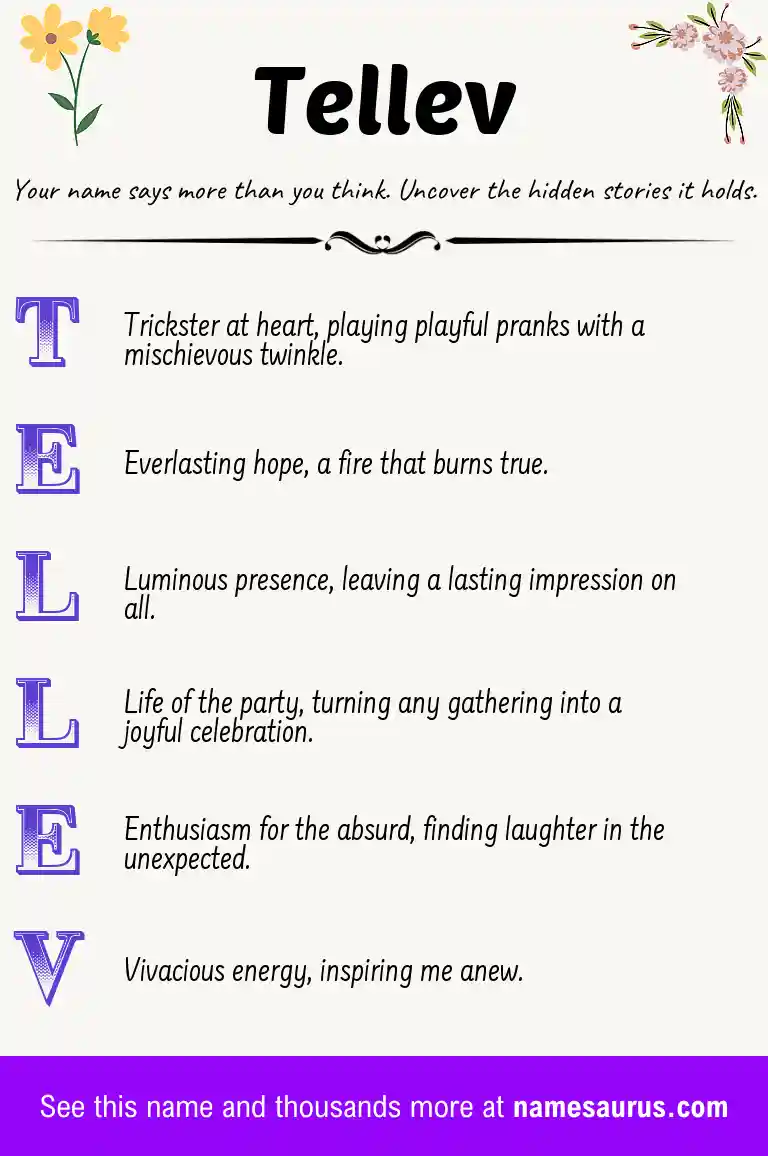 Acrostic poem about Tellev.
