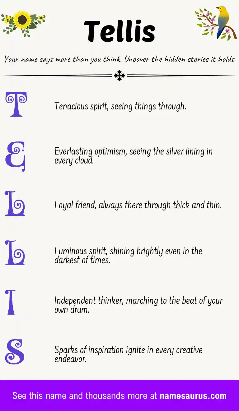Acrostic poem about Tellis.
