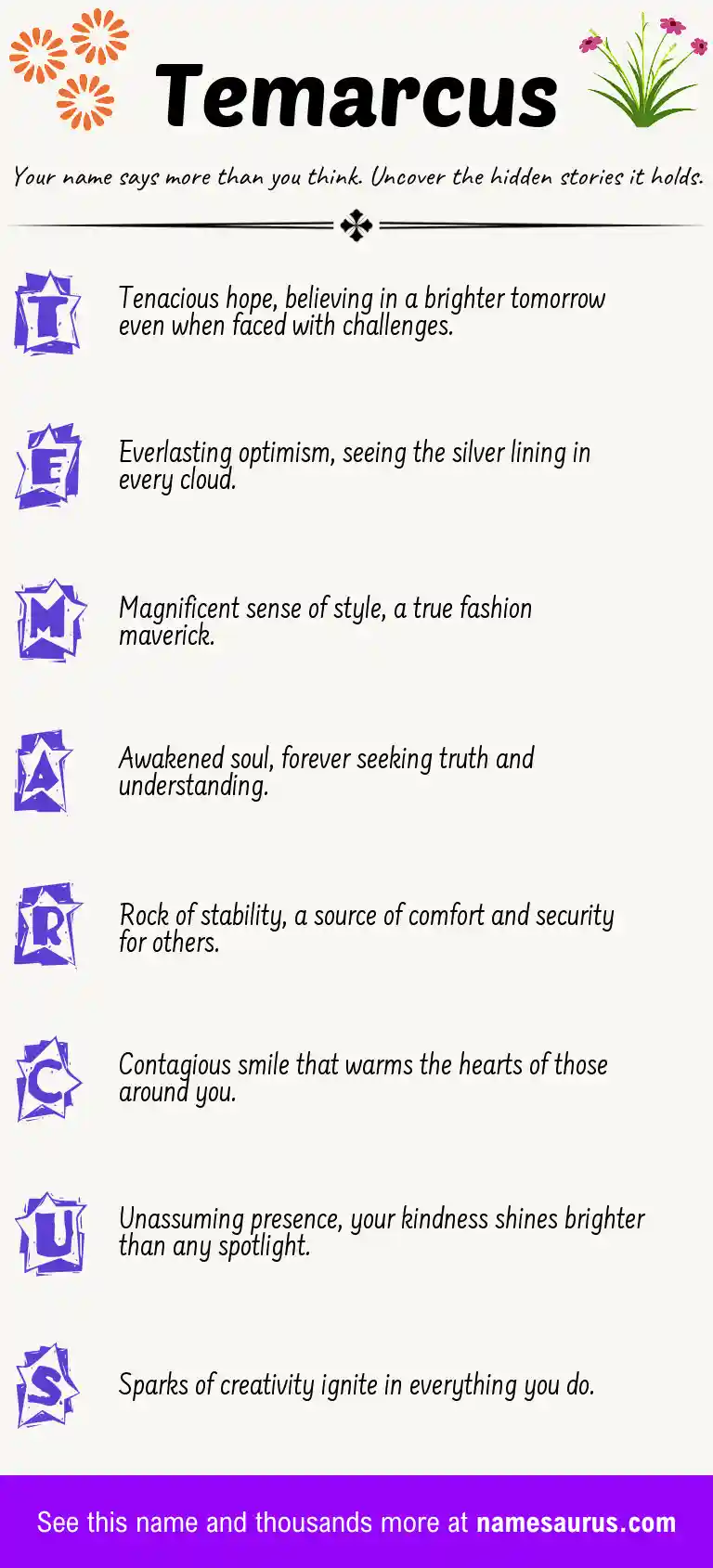 Acrostic poem about Temarcus.