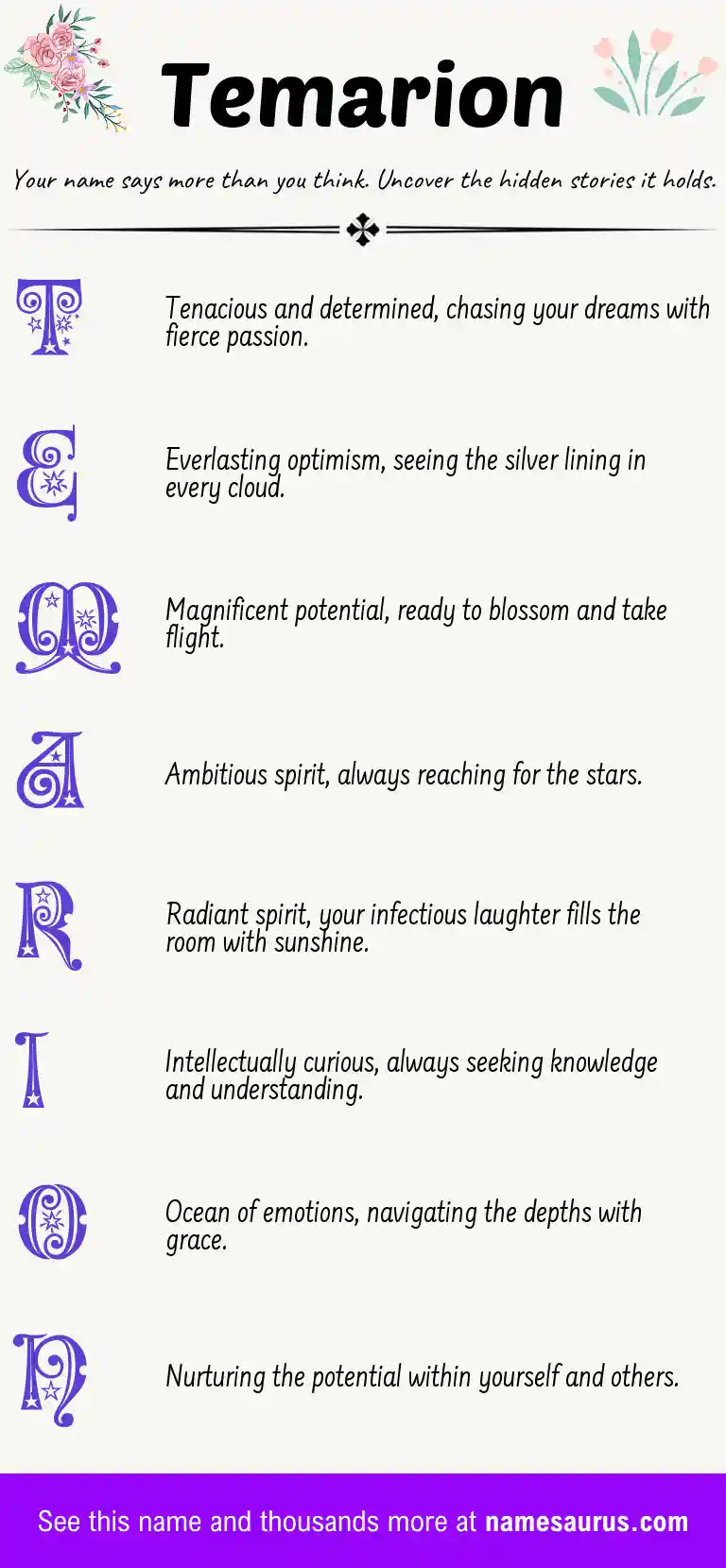 Acrostic poem about Temarion.