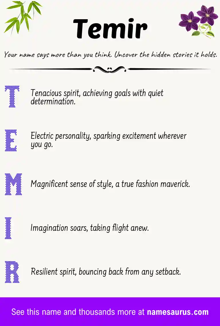 Acrostic poem about Temir.