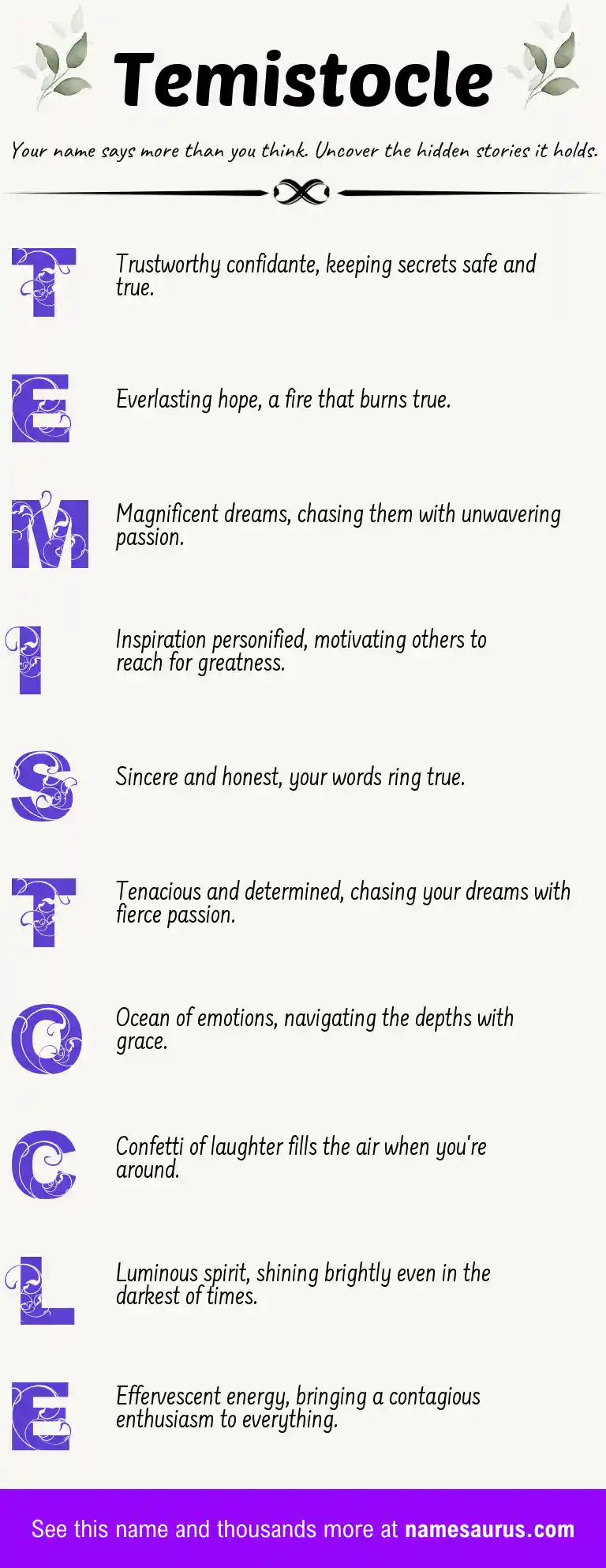 Acrostic poem about Temistocle.