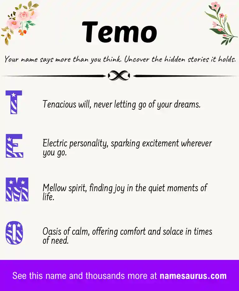 Acrostic poem about Temo.