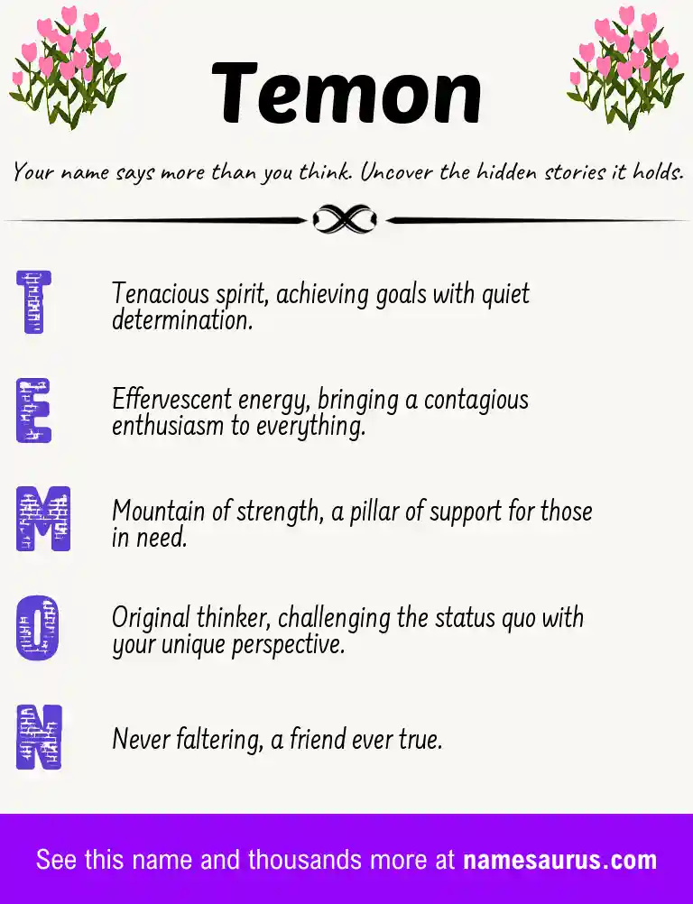 Acrostic poem about Temon.