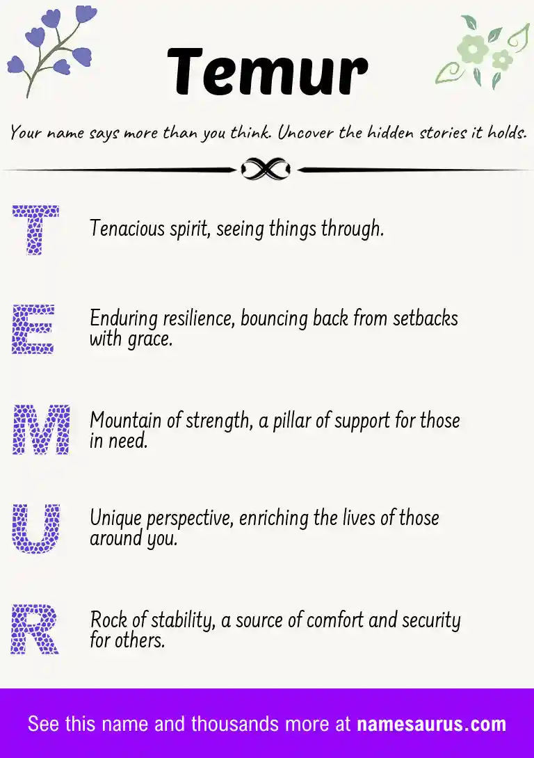 Acrostic poem about Temur.