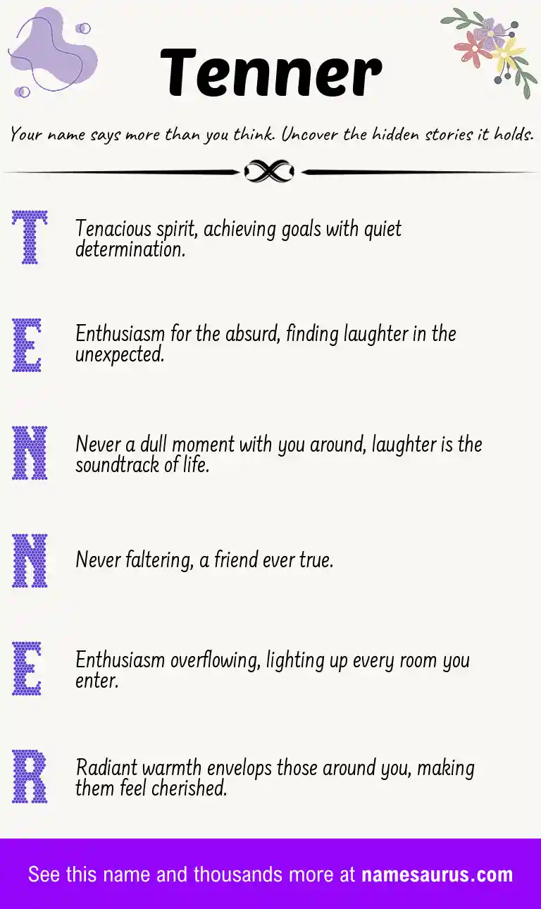 Acrostic poem about Tenner.