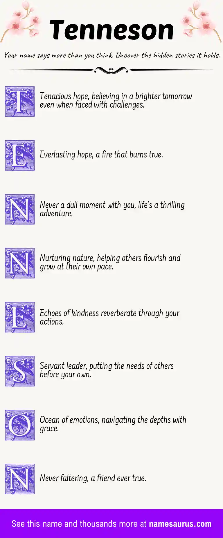 Acrostic poem about Tenneson.