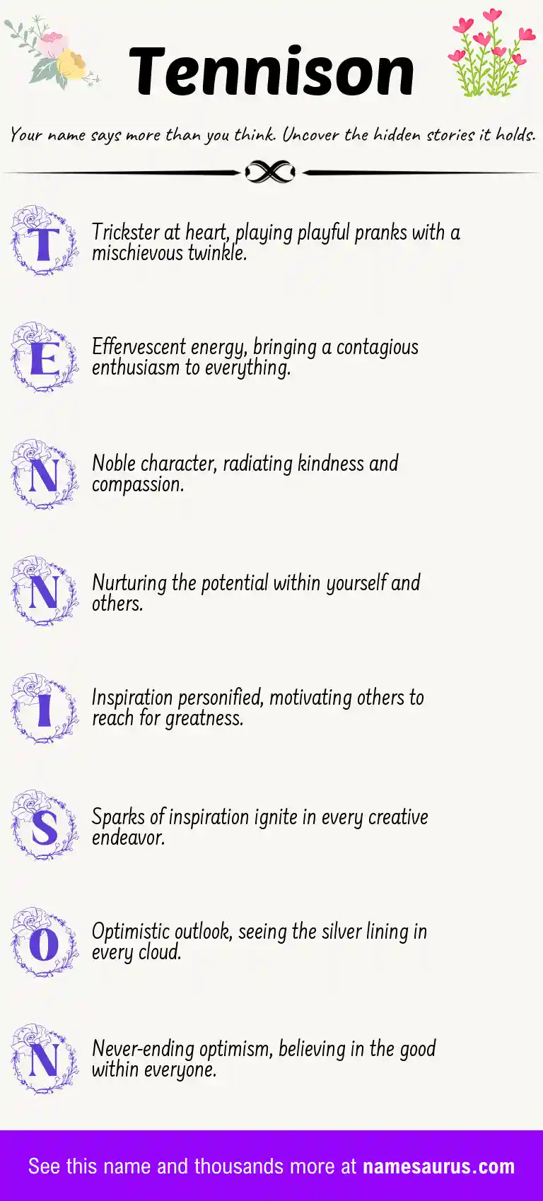 Acrostic poem about Tennison.
