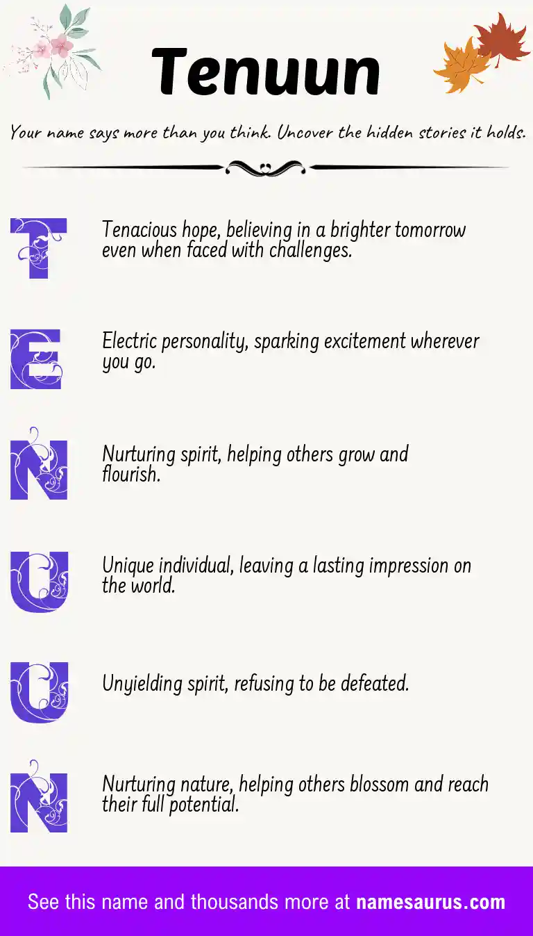 Acrostic poem about Tenuun.