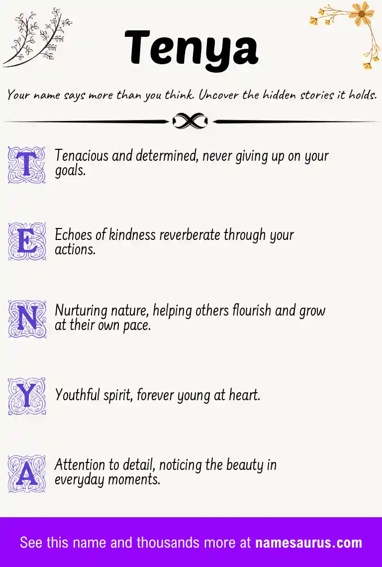 Acrostic poem about Tenya.