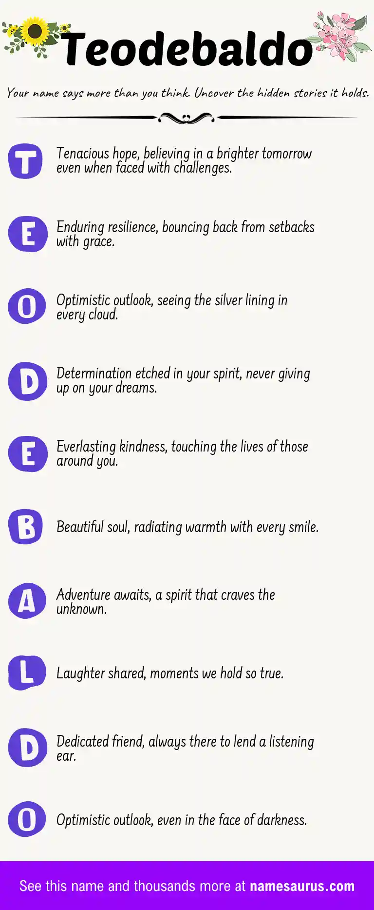 Acrostic poem about Teodebaldo.
