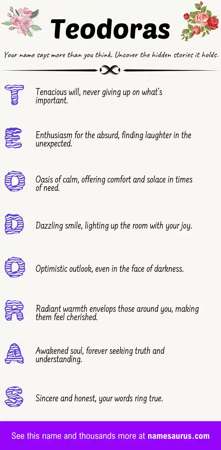 Acrostic poem about Teodoras.