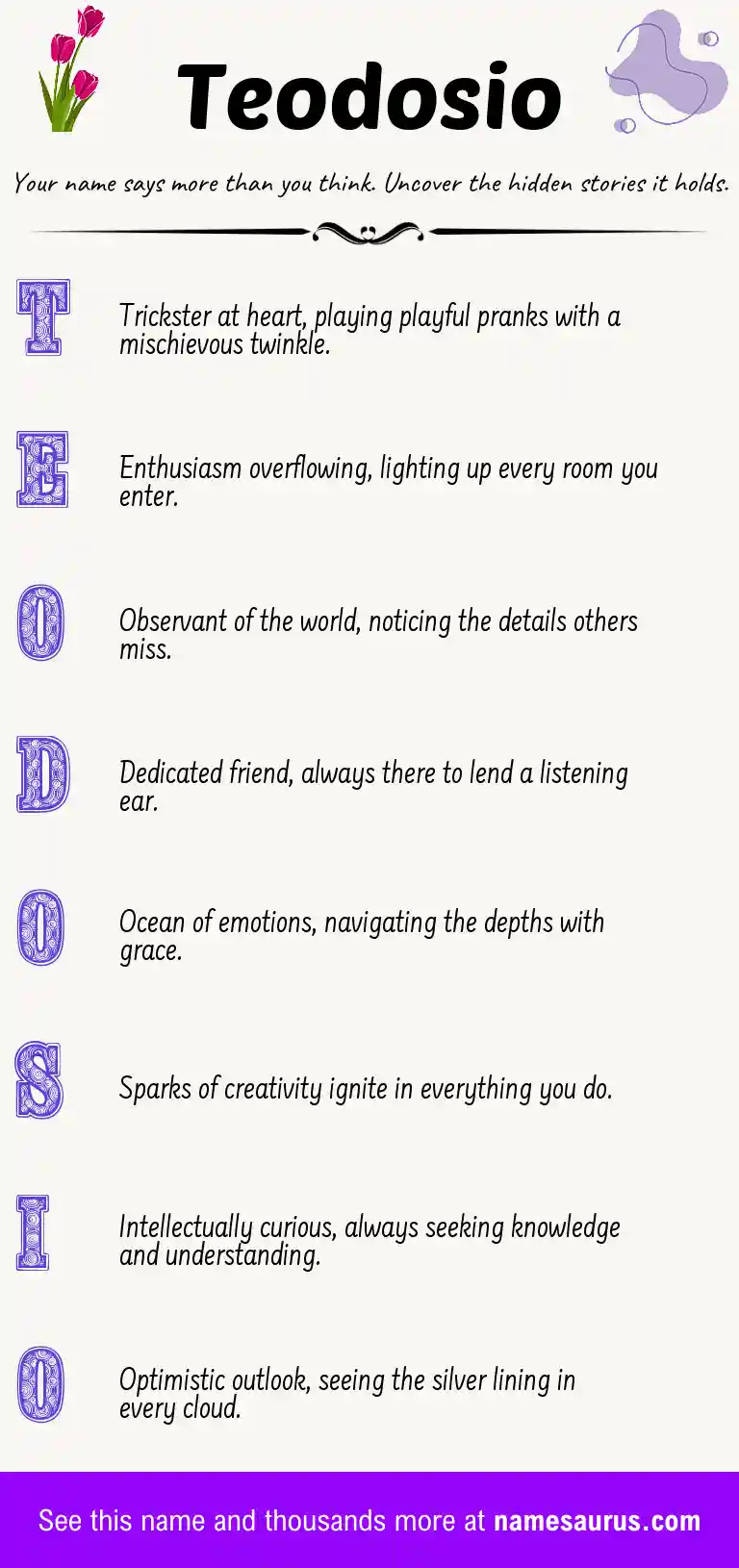 Acrostic poem about Teodosio.