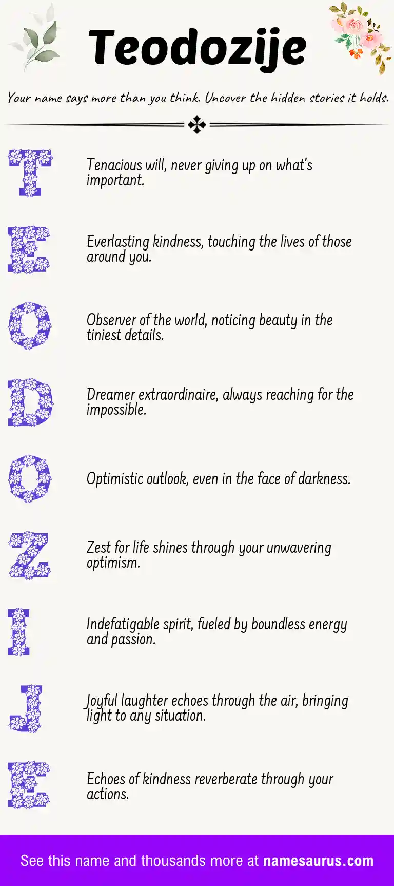 Acrostic poem about Teodozije.