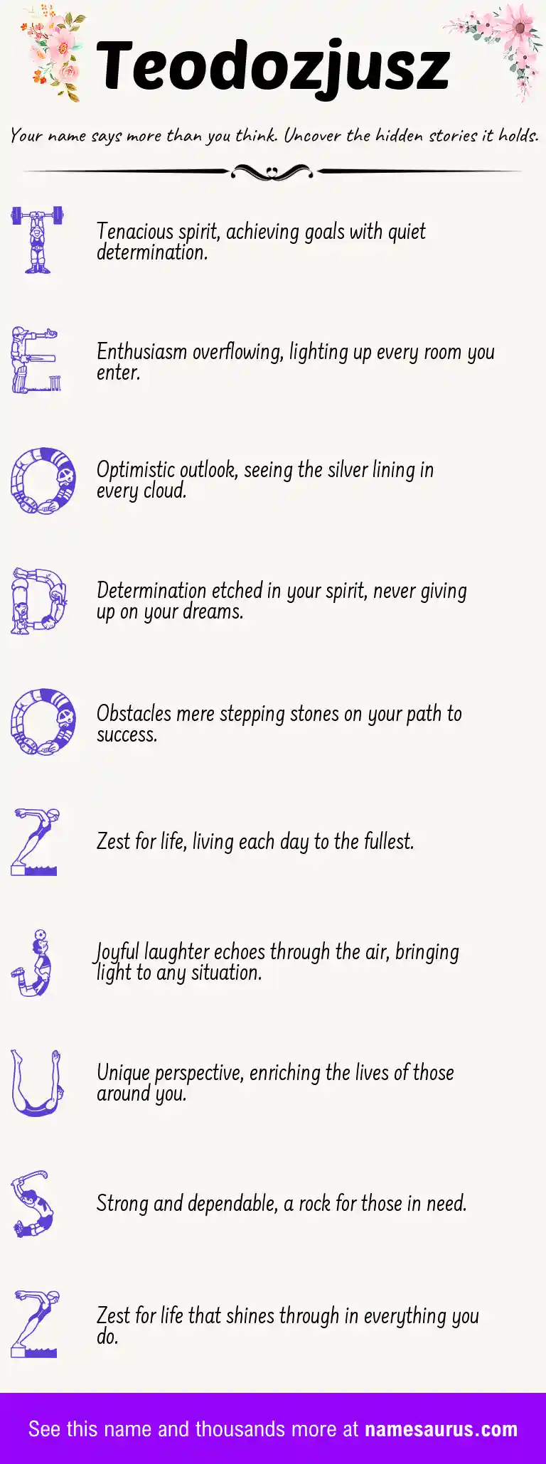 Acrostic poem about Teodozjusz.