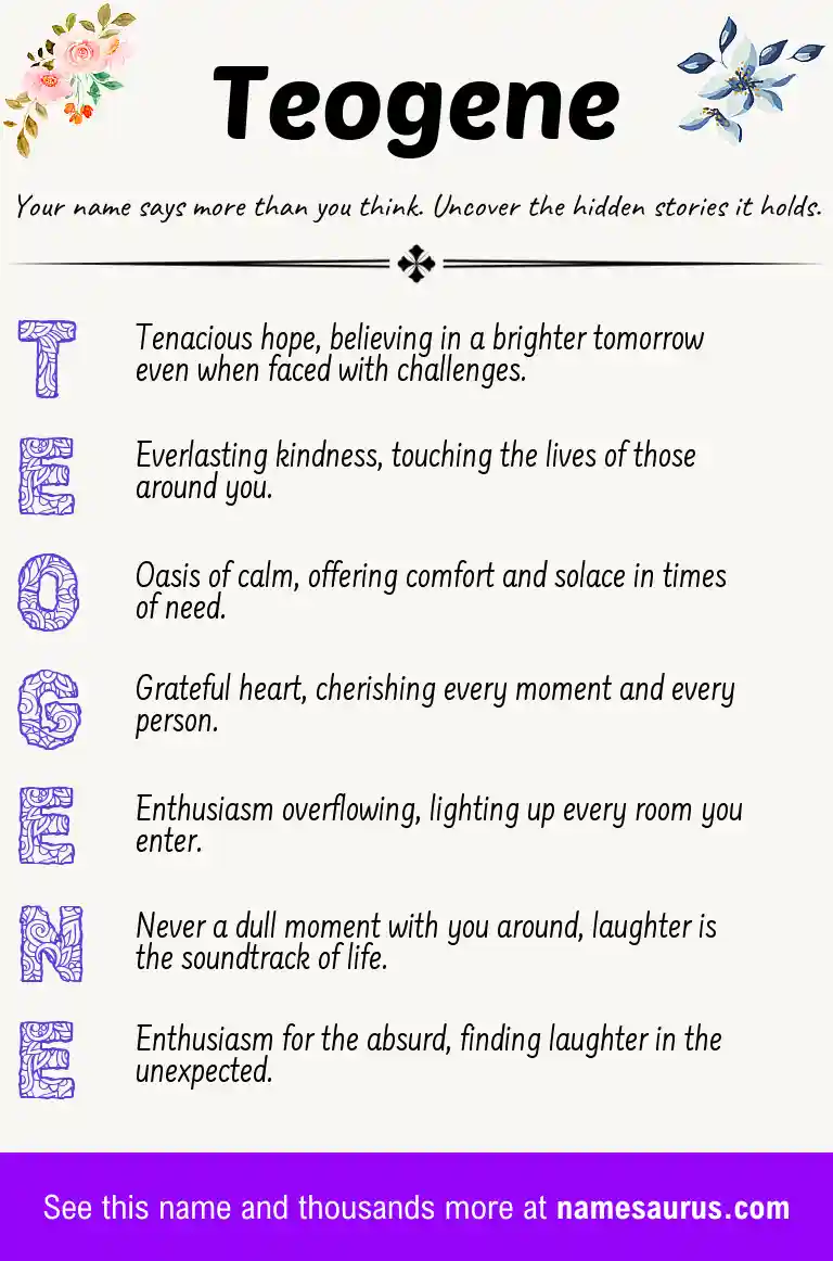 Acrostic poem about Teogene.