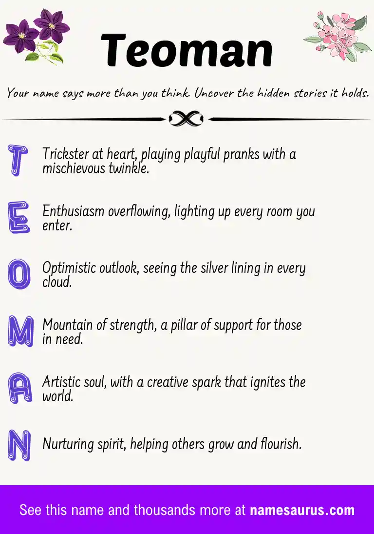 Acrostic poem about Teoman.