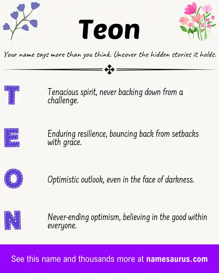 Acrostic poem about Teon.