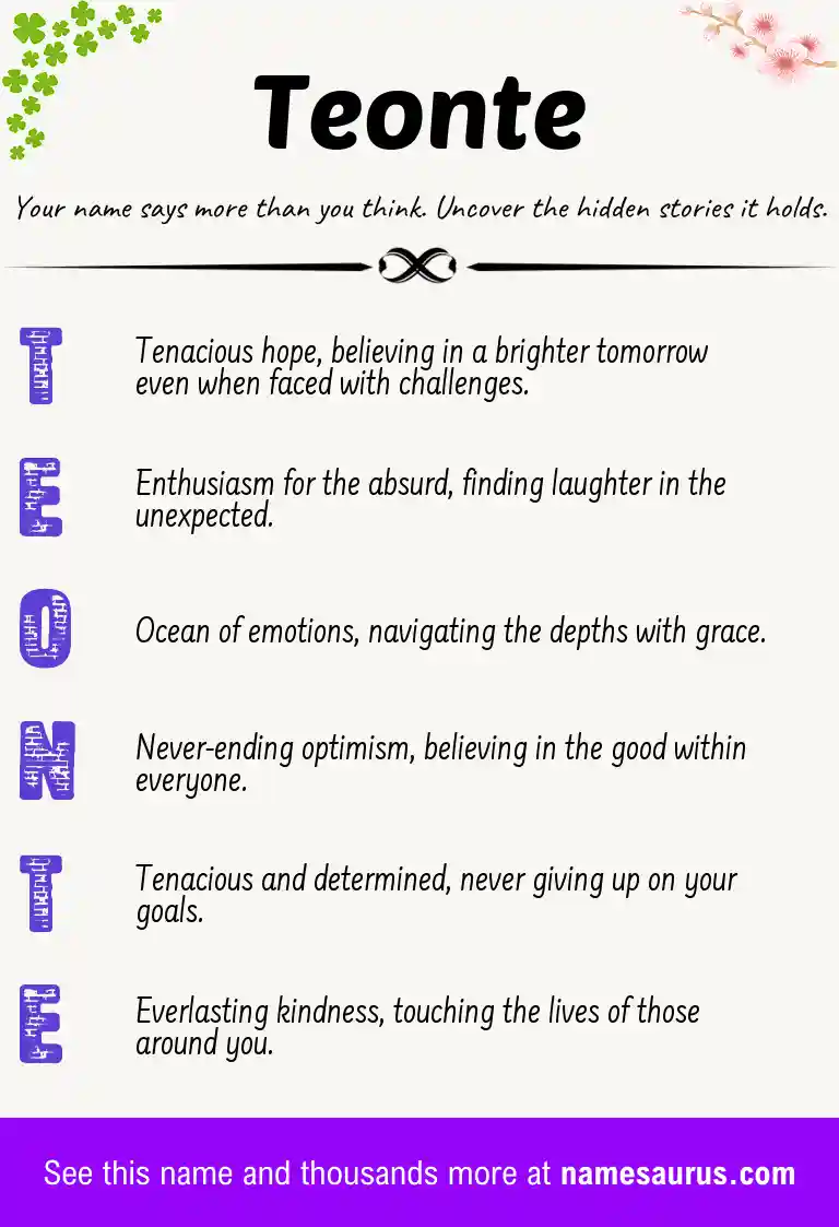 Acrostic poem about Teonte.