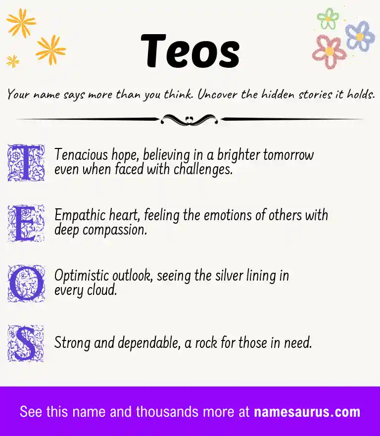 Acrostic poem about Teos.