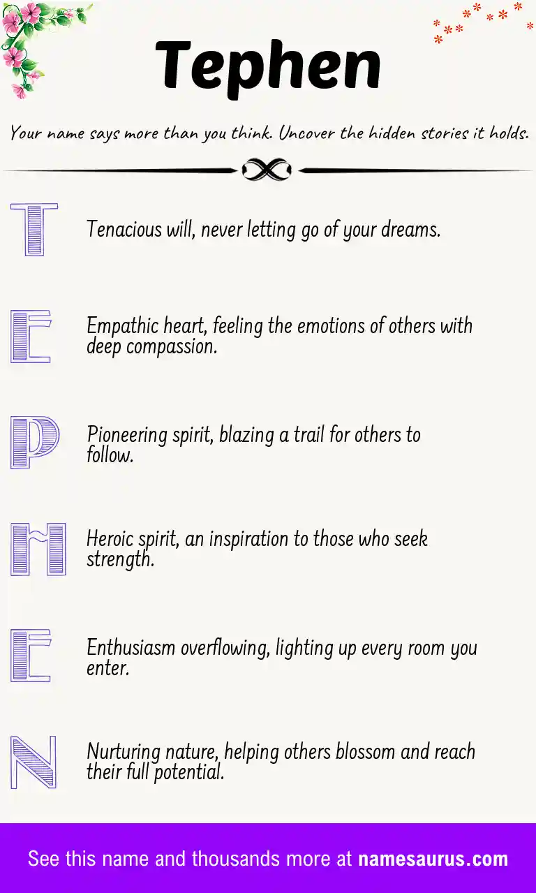 Acrostic poem about Tephen.