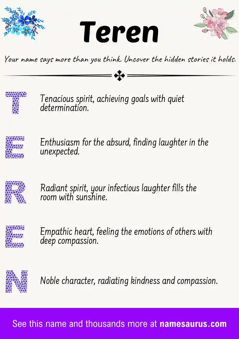 Acrostic poem about Teren.