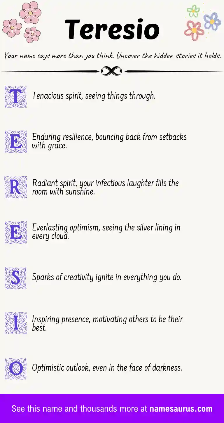 Acrostic poem about Teresio.