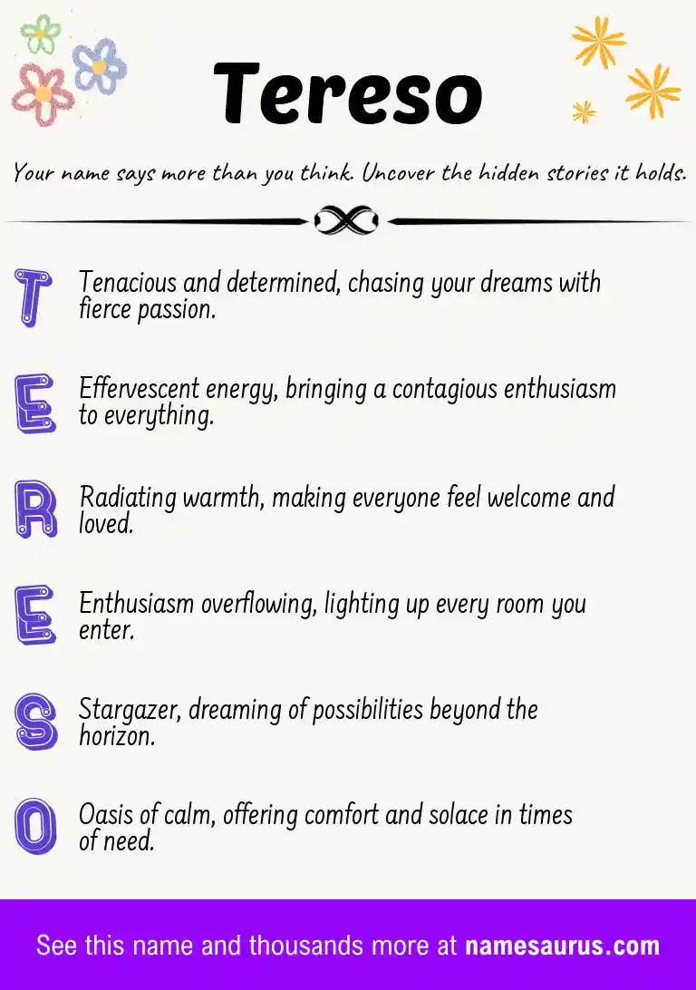 Acrostic poem about Tereso.