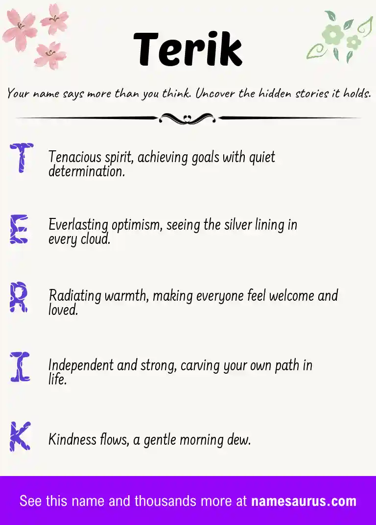 Acrostic poem about Terik.