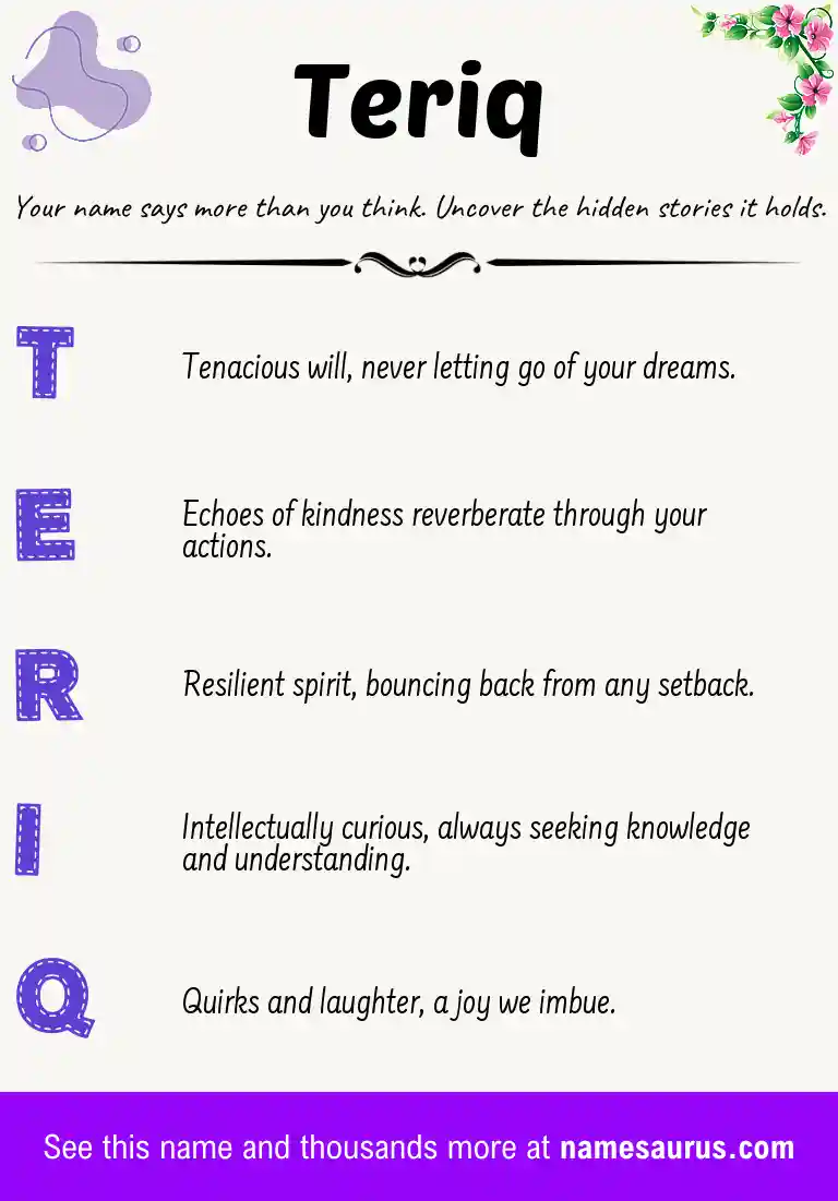Acrostic poem about Teriq.