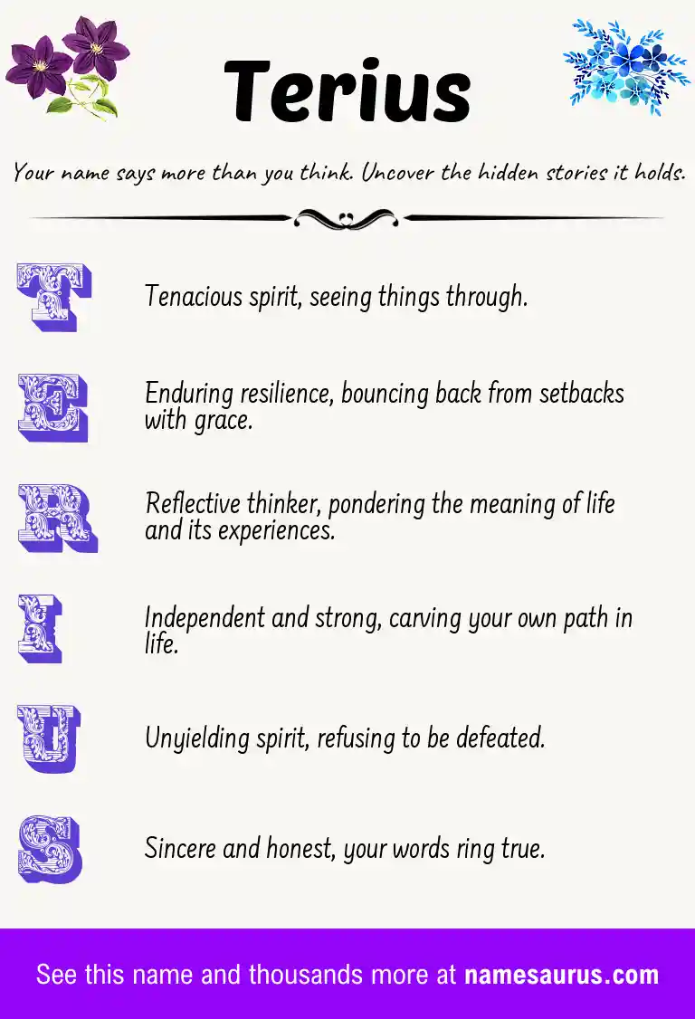 Acrostic poem about Terius.