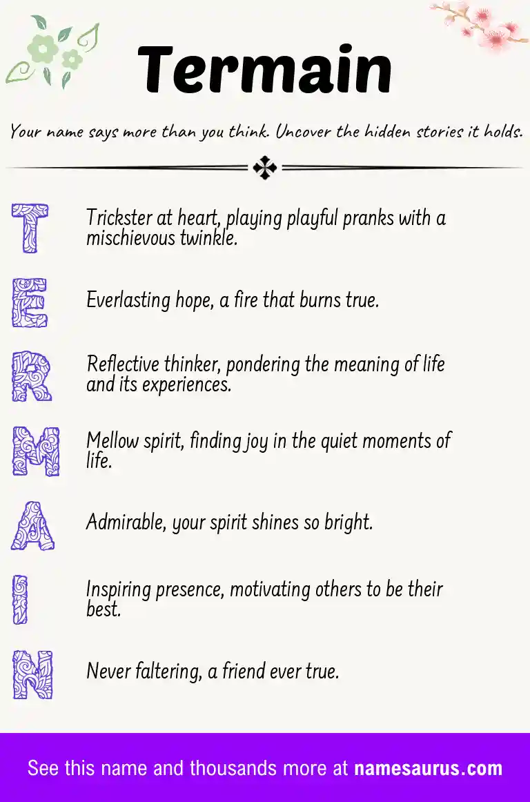 Acrostic poem about Termain.
