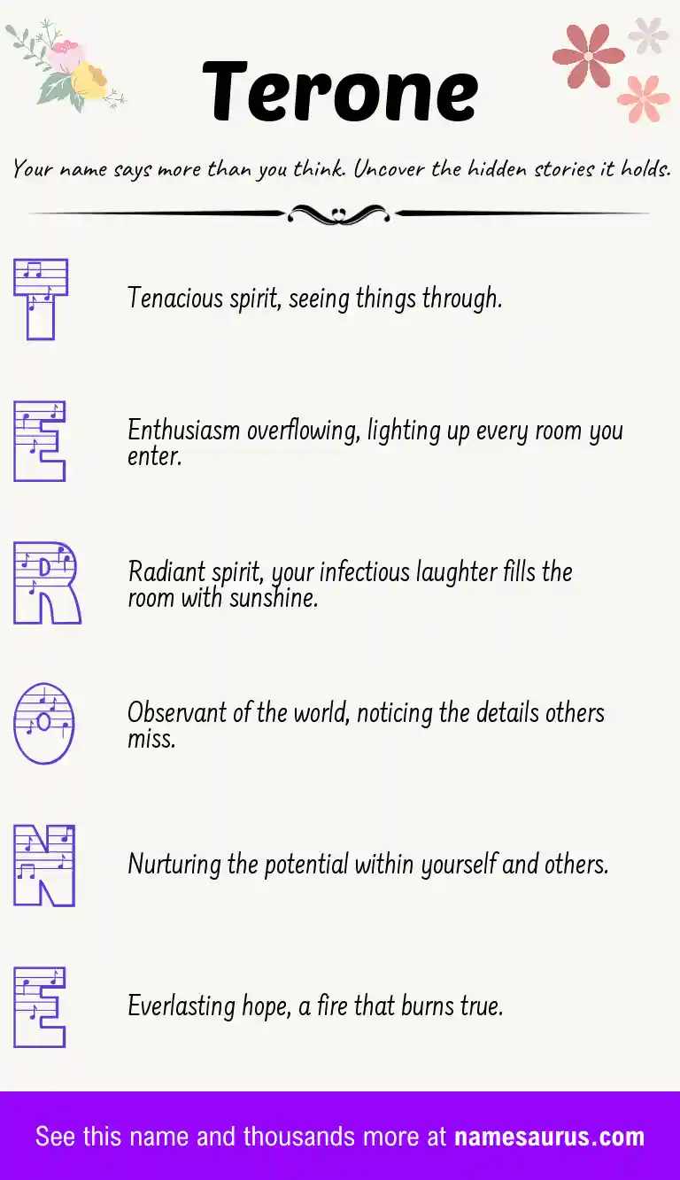 Acrostic poem about Terone.