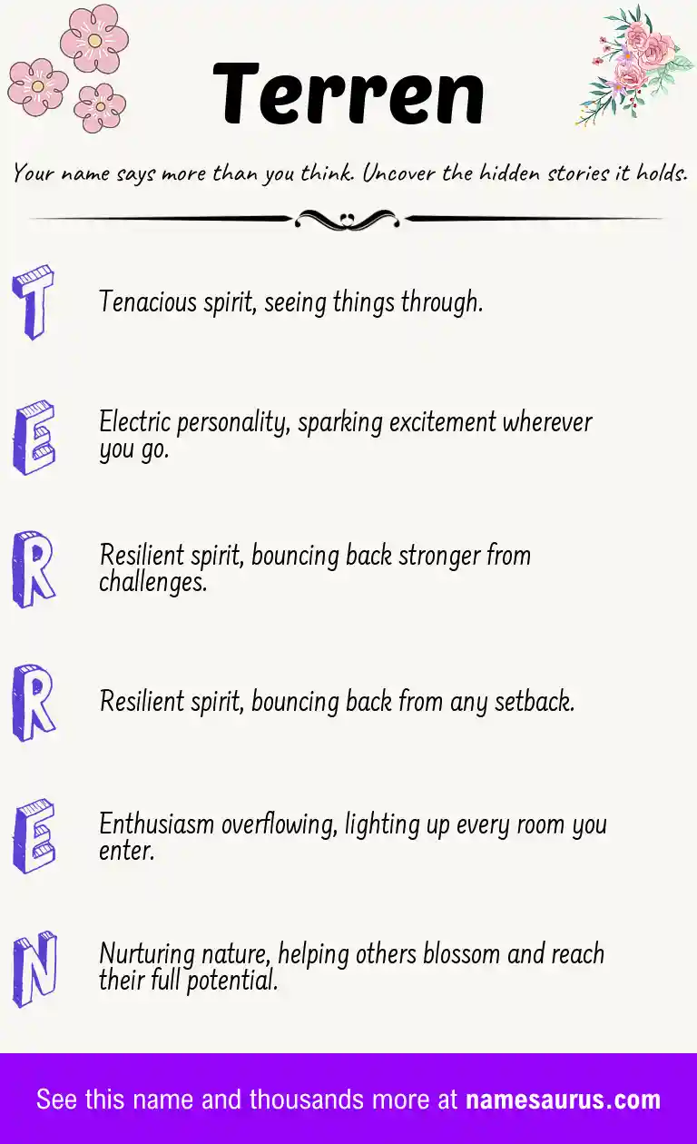 Acrostic poem about Terren.