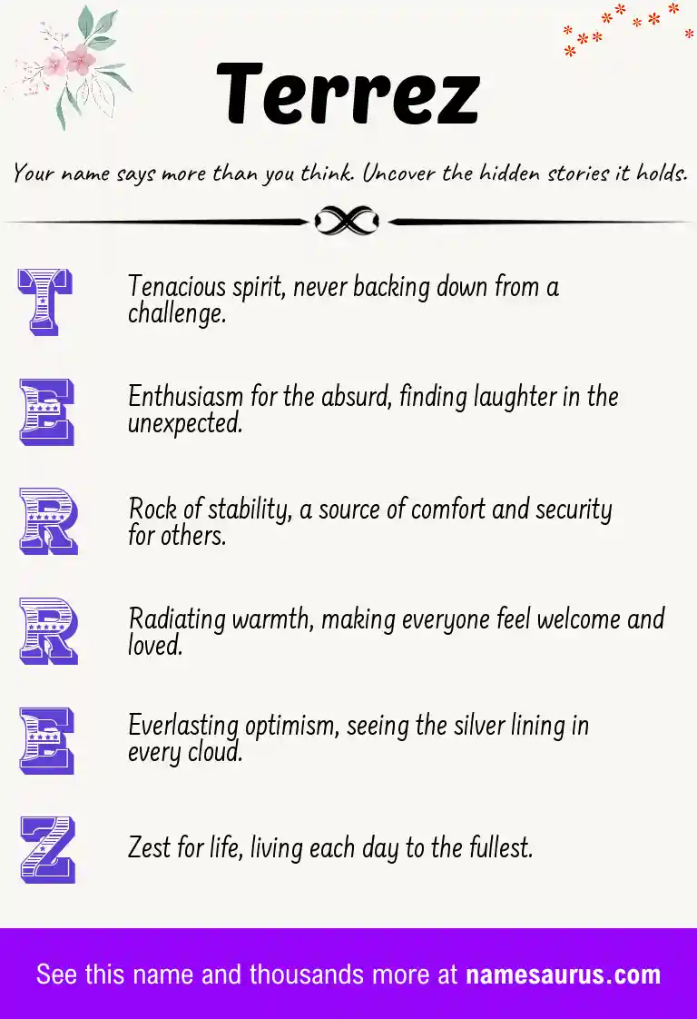 Acrostic poem about Terrez.
