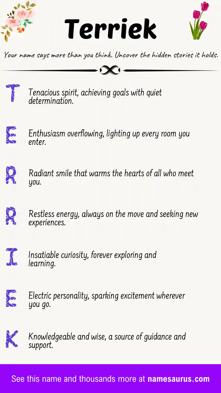 Acrostic poem about Terriek.