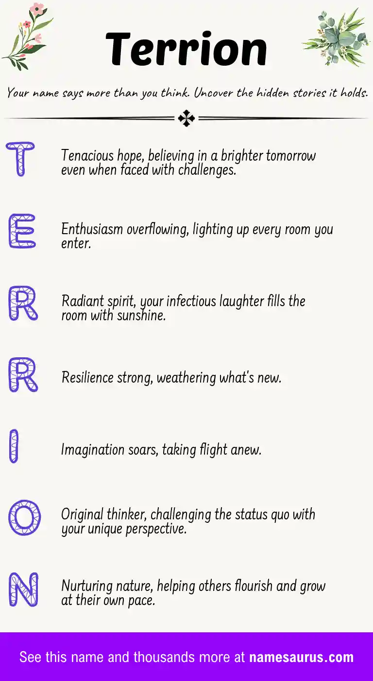 Acrostic poem about Terrion.