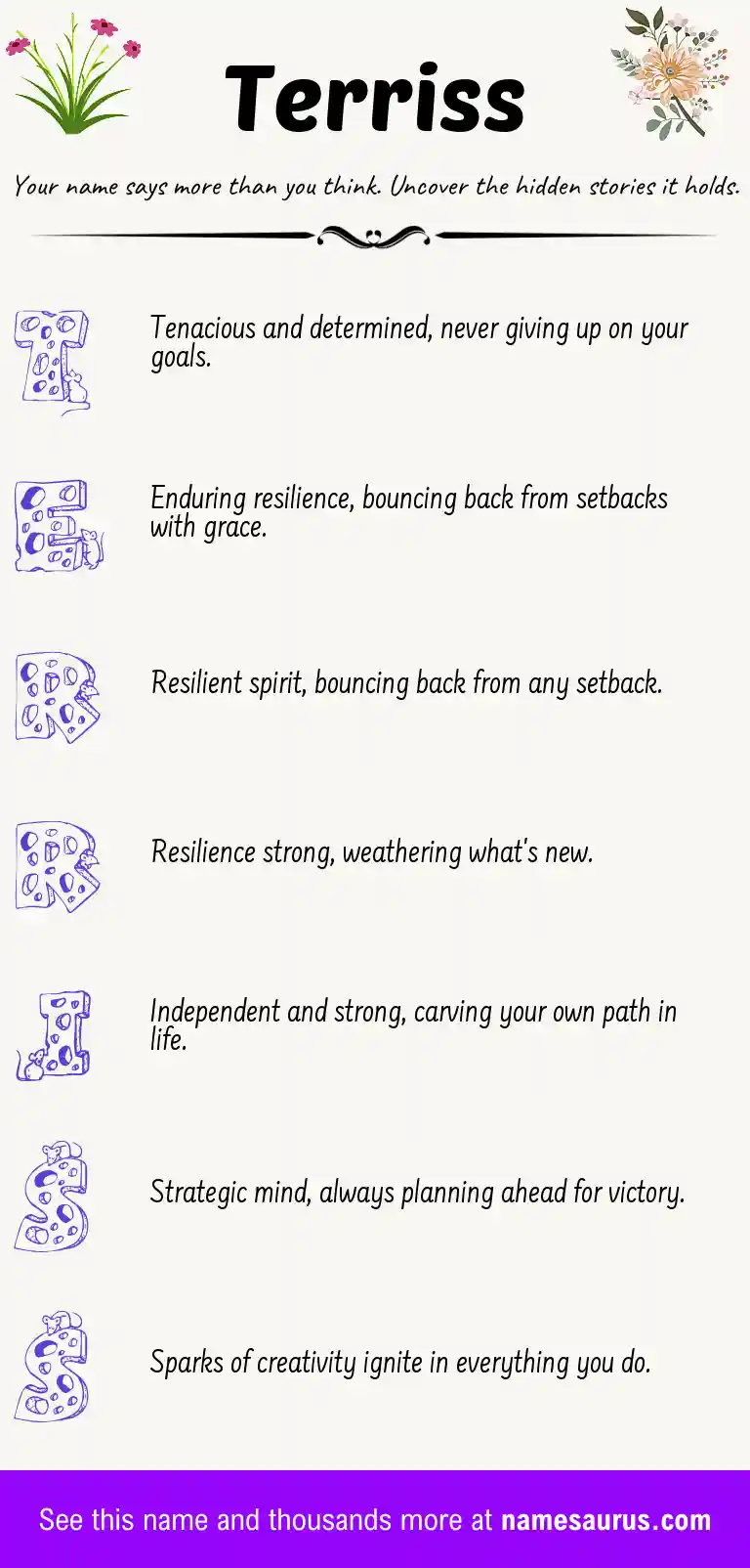 Acrostic poem about Terriss.