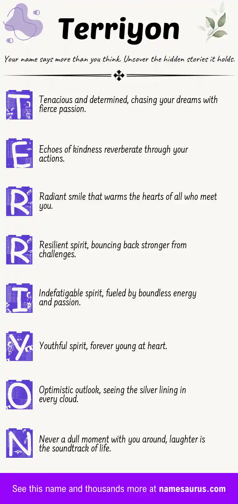 Acrostic poem about Terriyon.