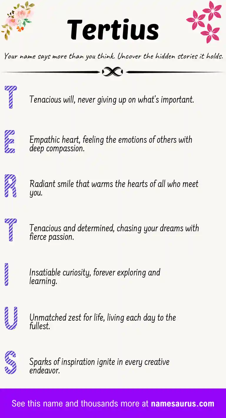 Acrostic poem about Tertius.
