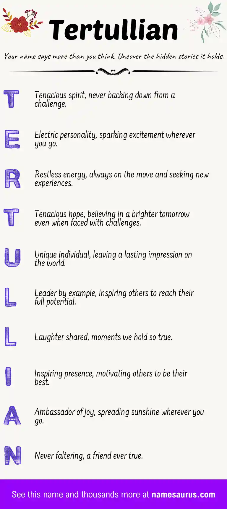 Acrostic poem about Tertullian.